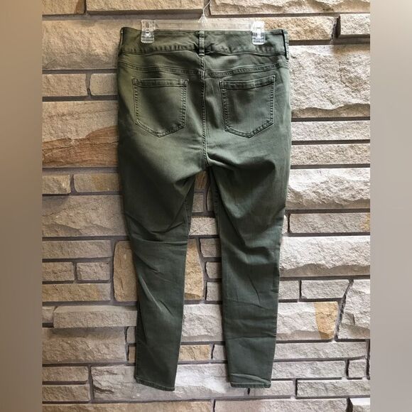 Torrid Three Button Jeggings Skinny Jeans Olive Green 12 - Picture 3 of 8